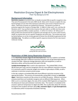 Restriction Enzyme Digest and Gel Electrophoresis Field Trip