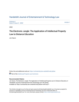 The Application of Intellectual Property Law to Distance Education