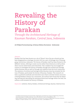 Revealing the History of Parakan Through the Architectural Heritage of Kauman Parakan, Central Java, Indonesia