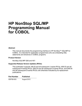 SQL/MP Programming Manual for COBOL