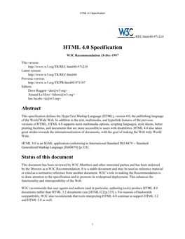 HTML 4.0 Specification