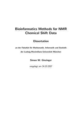 Bioinformatics Methods for NMR Chemical Shift Data