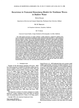 Recurrence in Truncated Boussinesq Models for Nonlinear Waves in Shallow Water