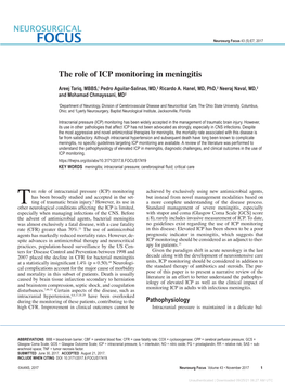 The Role of ICP Monitoring in Meningitis