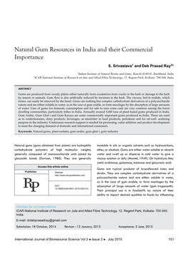 Natural Gum Resources in India and Their Commercial Importance