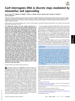 Cas9 Interrogates DNA in Discrete Steps Modulated by Mismatches and Supercoiling