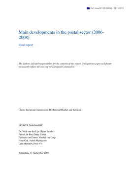 Main Developments in the Postal Sector (2006- 2008)