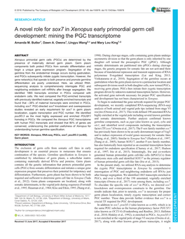 Xenopus Early Primordial Germ Cell Development: Mining the PGC Transcriptome Amanda M