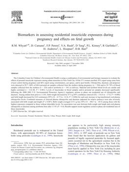 Biomarkers in Assessing Residential Insecticide Exposures During Pregnancy and Effects on Fetal Growth