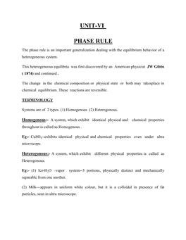 Unit-Vi Phase Rule