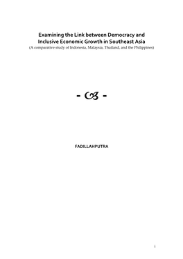 Examining the Link Between Democracy and Inclusive Economic Growth in Southeast Asia (A Comparative Study of Indonesia, Malaysia, Thailand, and the Philippines)