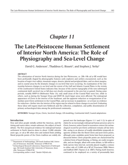 Chapter 11 the Late-Pleistocene Human Settlement of Interior North America: the Role of Physiography and Sea-Level Change