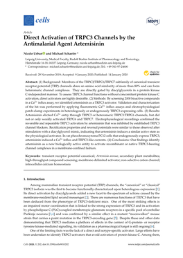 Direct Activation of TRPC3 Channels by the Antimalarial Agent Artemisinin