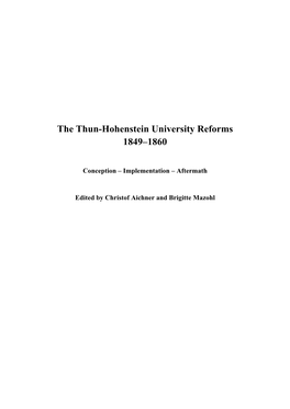 The Thun-Hohenstein University Reforms 1849–1860