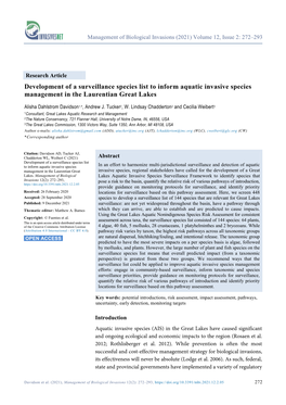 Development of a Surveillance Species List to Inform Aquatic Invasive Species Management in the Laurentian Great Lakes