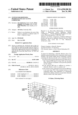 (12) United States Patent (10) Patent No.: US 6,250,300 B1 Andersson Et Al