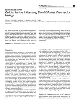 Cellular Factors Influencing Semliki Forest Virus Vector Biology