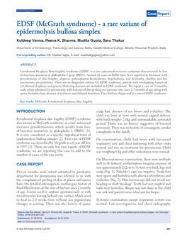 EDSF (Mcgrath Syndrome) - a Rare Variant of Epidermolysis Bullosa Simplex