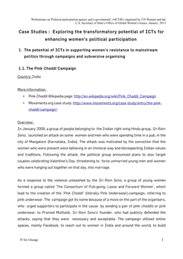 Exploring the Transformatory Potential of Icts for Enhancing Women's Political Participation