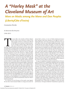 A “Harley Mask” at the Cleveland Museum of Art More on Masks Among the Mano and Dan Peoples (Liberia/Côte D’Ivoire)