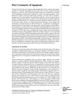 Flow Cytometry of Apoptosis UNIT 18.8