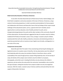 Desarrolla Costa Rica Sustainable Communities: Strengthening Educational Systems Through Collaborative Community Research and Intervention