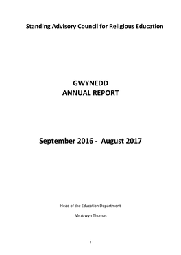 Gwynedd Sacre Annual Report 2016