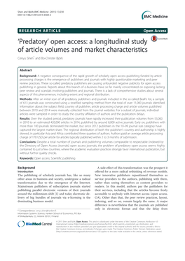 'Predatory' Open Access: a Longitudinal Study of Article Volumes