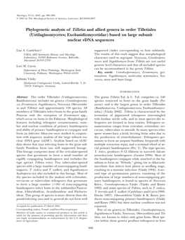 Phylogenetic Analysis of Tilletia and Allied Genera in Order Tilletiales (Ustilaginomycetes; Exobasidiomycetidae) Based on Large Subunit Nuclear Rdna Sequences