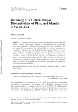 Dreaming of a Golden Bengal: Discontinuities of Place and Identity in South Asia