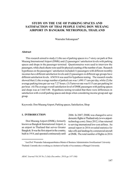 Study on the Use of Parking Spaces and Satisfaction of Thai People Using Don Mueang Airport in Bangkok Metropolis, Thailand