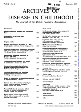 Archives of Disease in Childhood