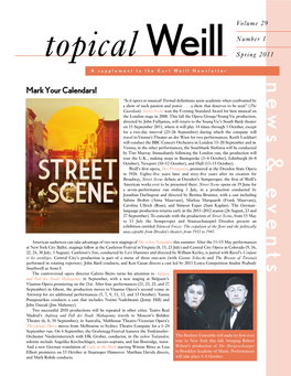 Topical Weill: News and Events