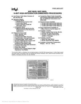 80C186xl 80C188xl 16-Bit High-Integration Embedded