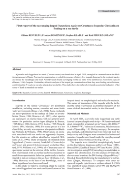 First Report of the Scavenging Isopod Natatolana Neglecta (Crustacea: Isopoda: Cirolanidae) Feeding on a Sea Turtle