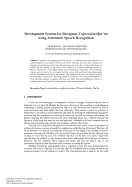 Development System for Recognize Tajweed in Qur'an Using Automatic