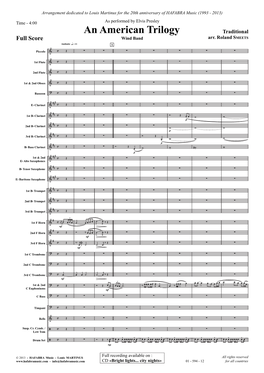 An American Trilogy Traditional Full Score Wind Band Arr