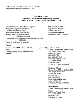 In Re: Citigroup Inc. Bond Litigation 08-CV-09522-U.S. District Court Civil