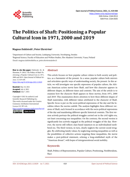 The Politics of Shaft: Positioning a Popular Cultural Icon in 1971, 2000 and 2019