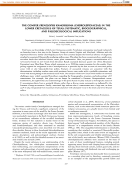 The Conifer Frenelopsis Ramosissima (Cheirolepidiaceae) in the Lower Cretaceous of Texas: Systematic, Biogeographical, and Paleoecological Implications