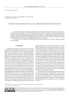 SYNTHESIS and CHARACTERIZATION of Co-Cs-Nd-Sr- DOPED PEROVSKITE-RUTILE-TYPE STRUCTURE