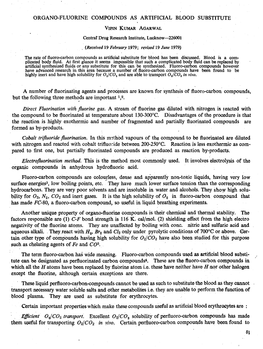 Organo-Fluorine Compounds As Artificial Blood Substitute