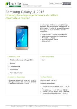 Samsung Galaxy J1 2016 Le Smartphone Haute-Performance Du Célèbre Constructeur Coréen !