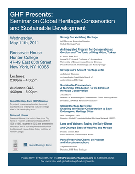 GHF Presents: Seminar on Global Heritage Conservation and Sustainable Development