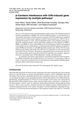 Carotene Interference with UVA-Induced Gene Expression by Multiple Pathways*