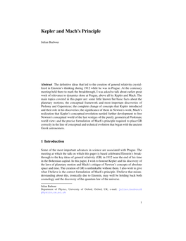 Kepler and Mach's Principle