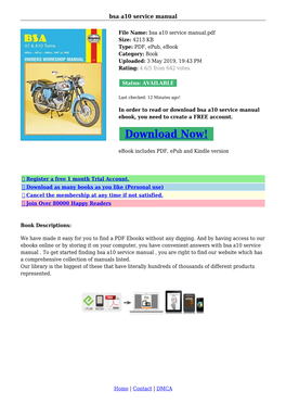 Bsa A10 Service Manual