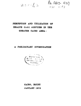 A Preliminary Investigation Cairo, Egypt Janua
