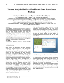 Decision Analysis Model for Cloud Based Grass Surveillance Systems