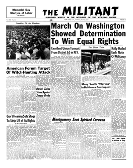 Montgomery Sent Spirited Caravan Past Philadelphia the Flood of Protest and Honest Elections” Washington-Bound Curs Swelled by Ronald Jones Street